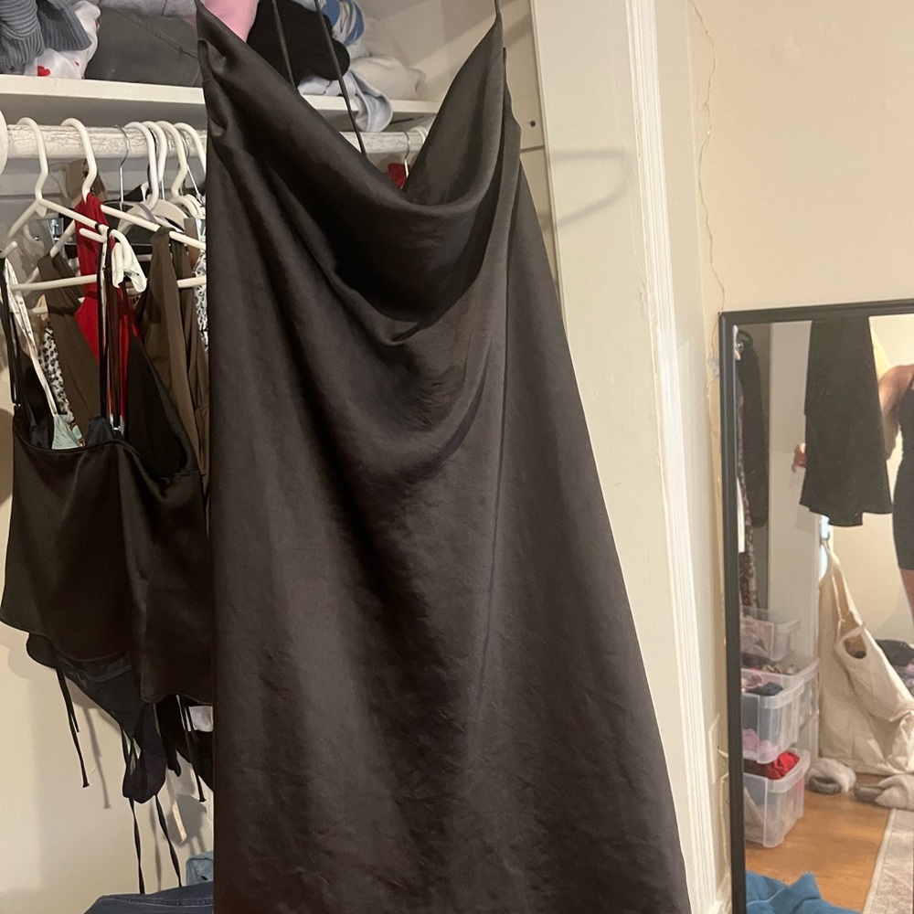 Sophisticated Black Satin Slip Dress